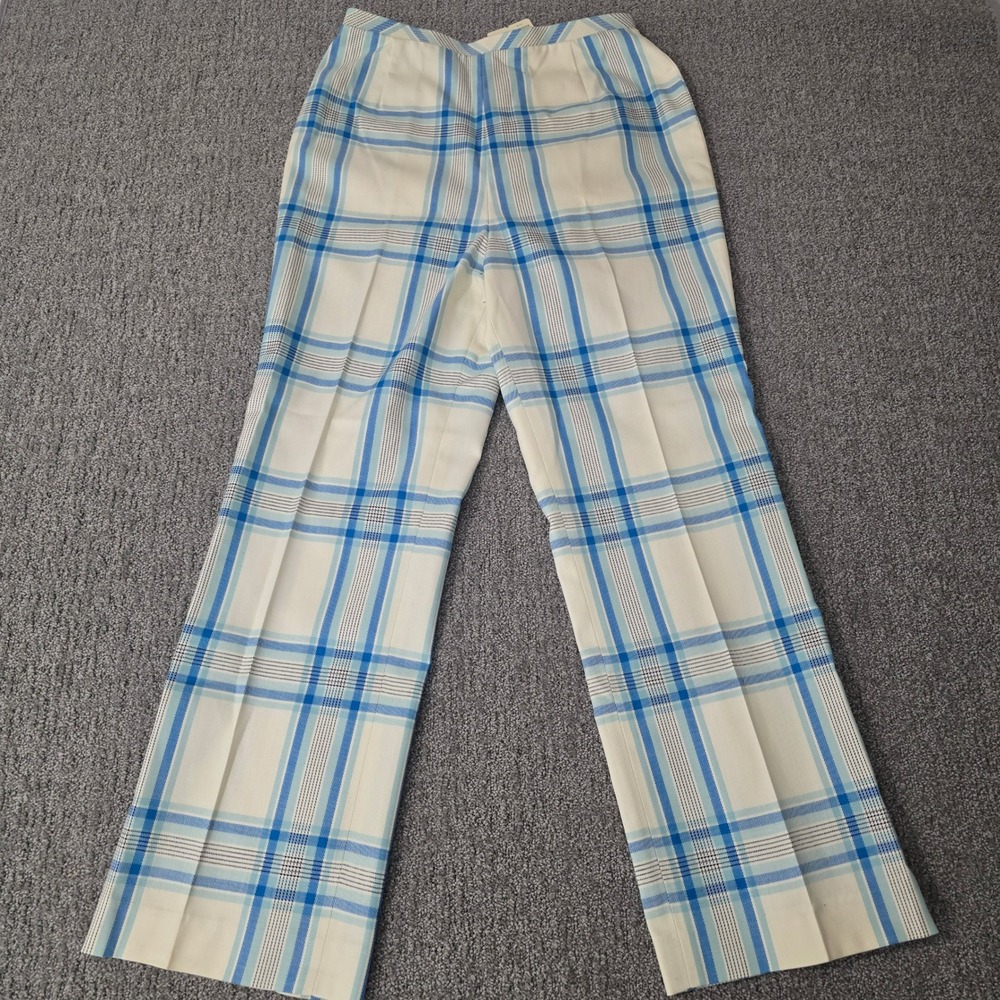 Vintage Koret of California Plaid Pants Size 14 NWT Blue Koratron